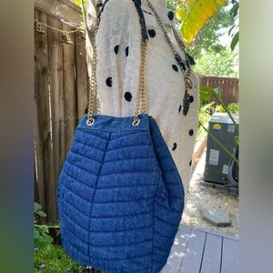 Talbots Denim quilted shoulder bag with chain